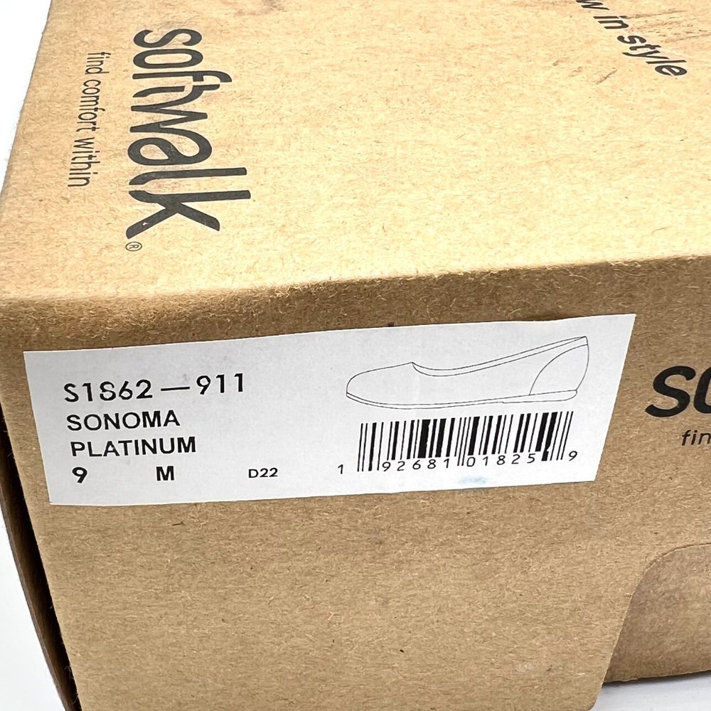 Softwalk Size 9 Sonoma Platinum Silver Leather Comfort Ballet Flats Shoes 9M New - Picture 14 of 14